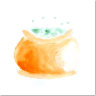 magic potion, pot, food, cute, Holiday, Halloween, illustration, watercolor, festive, good mood, autumn, autumn Posters and Art